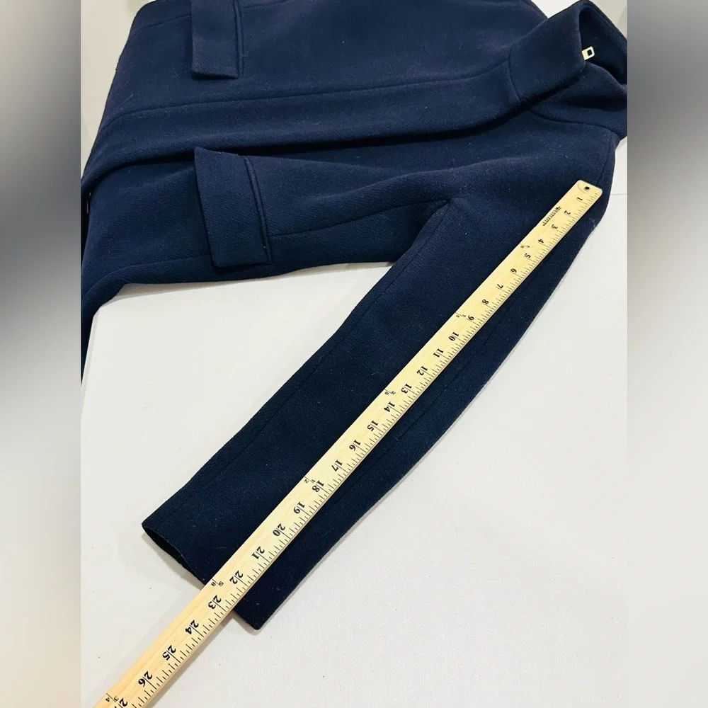 Crew Nello Gori Stadium Cloth Cocoon Coat Dark Blue Women Wool Blend Size 2 - Picture 9 of 10